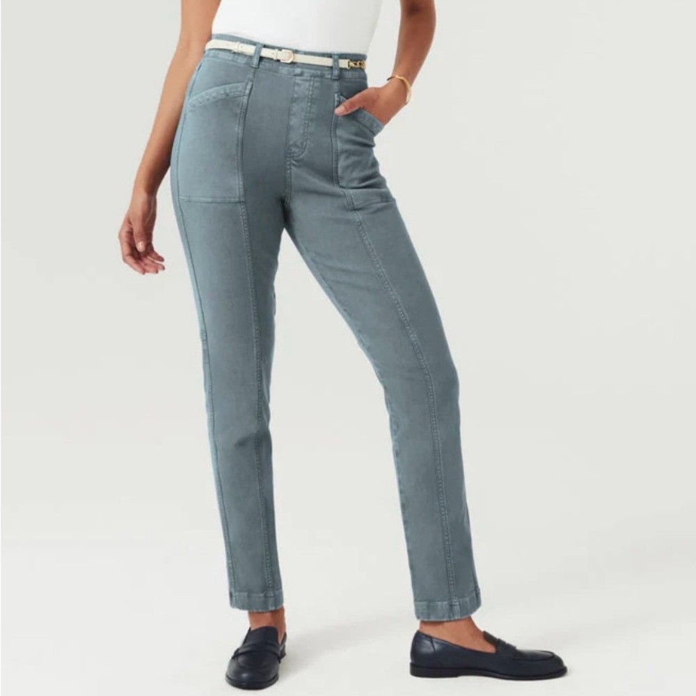 Spanx Stretch Twill Straight Leg Pant-Hazy Grey Blue TALL